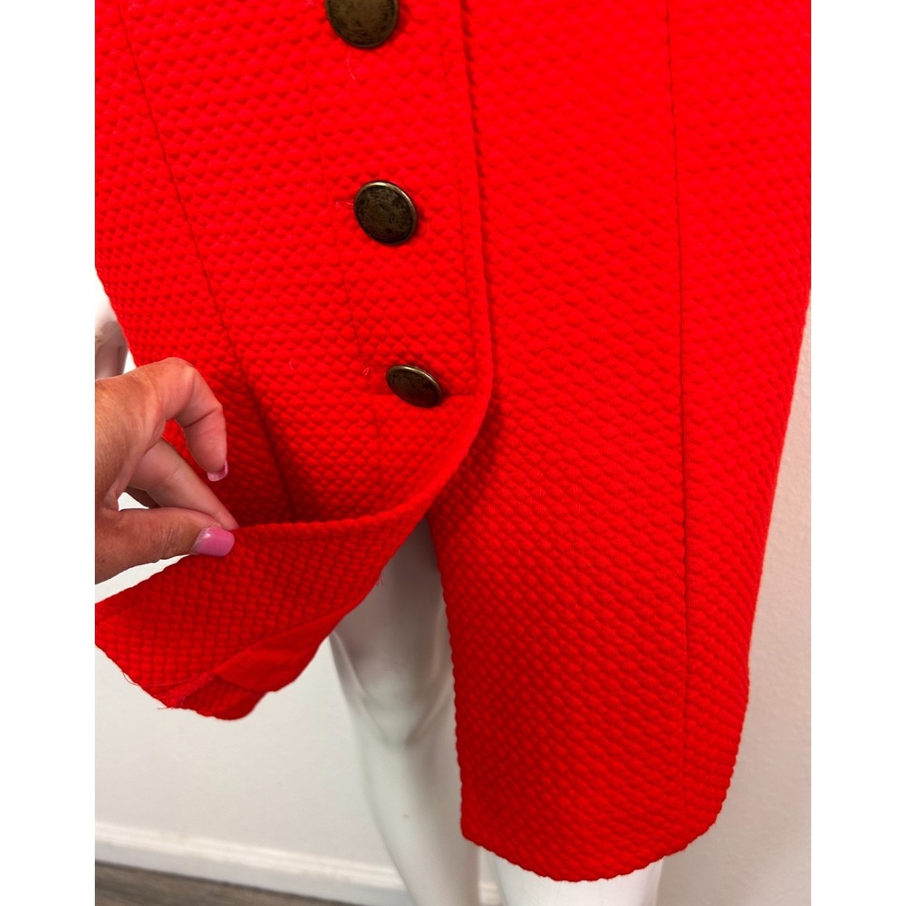 Anthropologie Maeve Dress Textured Buttons Sleeveless Red V-Neck Size X-Small - Picture 7 of 11